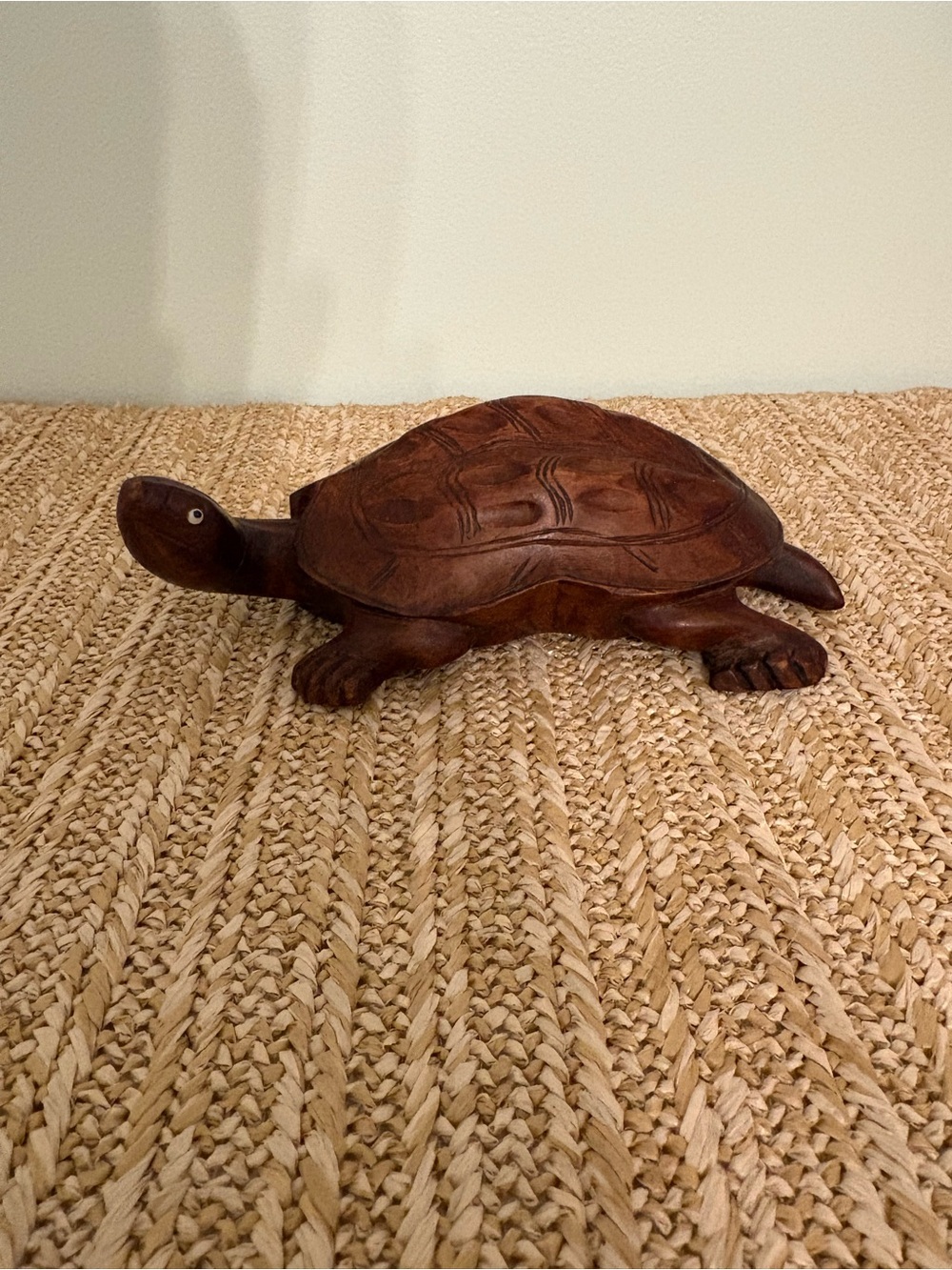 Hand Carved Wood Turtle Tortoise Figurine Artisan Folk Art Sculpture Boho Decor